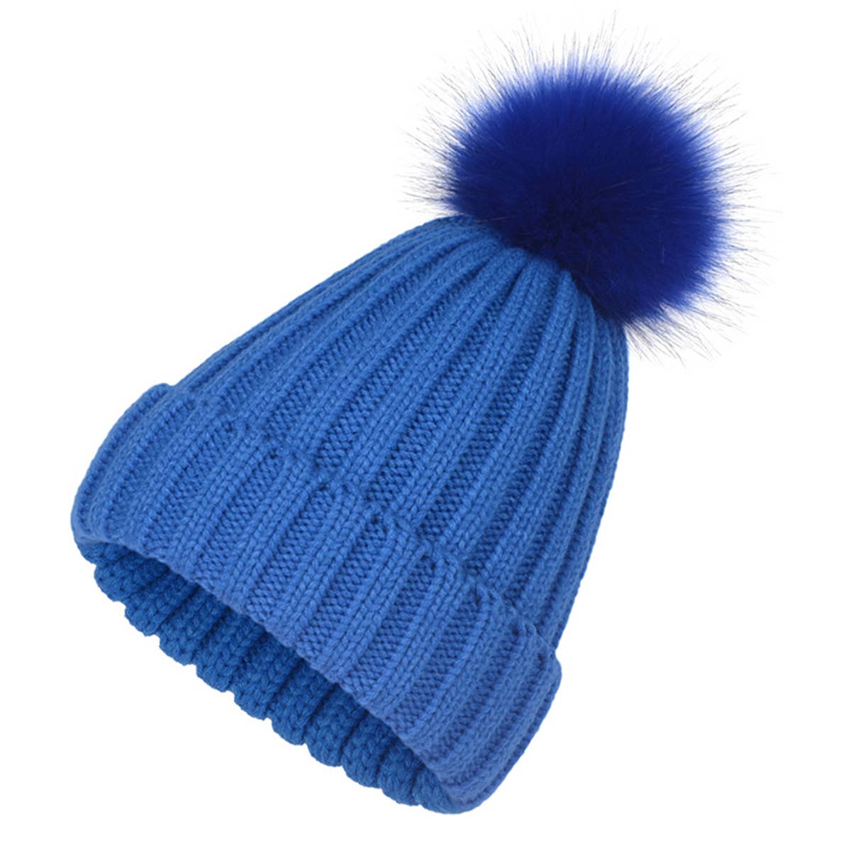 ACCITY FLUFFY BALL SIMPLE BASIC KNIT BEANIE_CWAH331: Black / (OS) 1